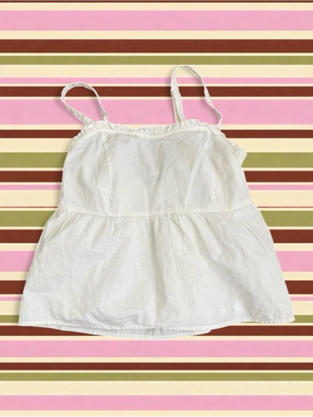 Brandy Melville White Smocked Peplum
Cami Tank Top